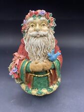 Christmas Roly Poly SANTA WITH BLUE BIRD Polyresin Rose Flowers Basket Midwest  picture
