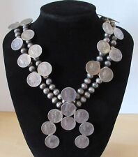 Vintage Navajo Silver Mercury Dime Squash Blossom Necklace picture