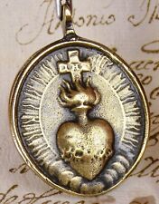 ANTIQUE 18TH CENTURY SACRED HEART OF JESUS MARIA IN HOCH PEISENBERG BRONZE MEDAL picture