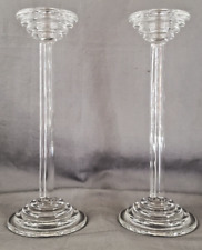 2 Tiffany & Co Riedel Candle Holders Clear Art Deco 7.75