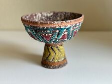 Vtg Hand Painted Italian Compote Abstract MCM Pottery Bitossi Raymor Lava Glaze picture