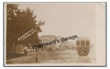 RPPC Added Trolley Business District COLOMA WI Wisconsin Real Photo Postcard picture