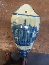 Antique Wall Pocket Vase Willow Blue Porcelain picture