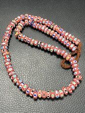Vintage Venetian Style African Chevron Glass Beads Strand 10mm Genuine Beads￼ picture