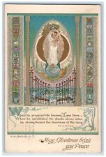 1912 Religious Globe Cresent Moon Christmas Washington DC Antique Postcard picture