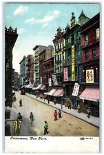 c1910's Picturesque View Of Chinatown New York City New York NY Shops Postcard picture