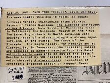 RARE ANTIQUE CIVIL WAR ERA 1861 NEWSPAPER SLAVE UPRISING EXECUTION BATTLE NEWS picture
