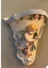 Ibis and Orchid Design Cherub Angel Bonded Marble Wall Vase picture