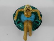 VTG RARE  Ceramic  Ashtray Erotic w/ Naked LADY IN POOL  Vallauris ( 2 SIDED ) picture