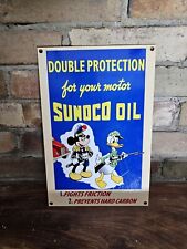 VINTAGE 1950' SUNOCO MOTOR OILS PORCELAIN GAS PUMP SIGN 12