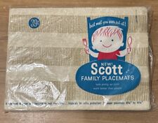 Vintage 1960 Scott Family Placemets Tan Beige Textured Stripe Paper  Set of 24 picture