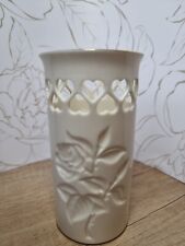 Lenox Ivory Pierced Hearts and Intricate Rose Pattern Vase (Small) w/ Gold Trim  picture