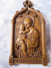 Vintage ST ANTHONY PADUA Barwood Wall Plaque/Art 5.5 inches Boynton & Co -Used picture