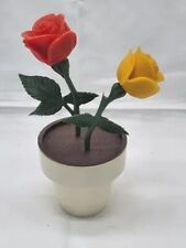 Yellow Rose Plastic Salt & Pepper Red Rose  Mid-Century 60-70’s Hippy Retro picture