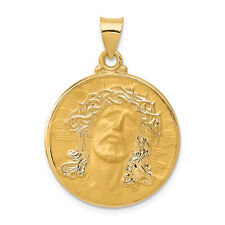 14k Head of Christ Medal Hollow Round Pendant REL128 picture