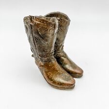 Miniature Cast Bronze Cowboy Boots/Vase/Toothpick Holder/Paperweight/2 3/4