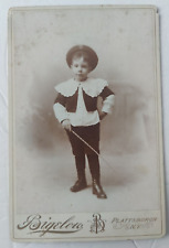 Vintage Cabinet Card Young Boy in Suit. By Bigelow in Plattsburg, New York 1895 picture