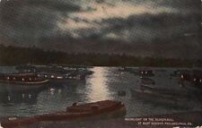 Postcard Moonlight on Schuylkill Boat Houses Philadelphia PA 1912 picture