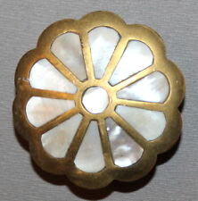 VINTAGE SMALL BRASS MOTHER OF PEARL BOX picture