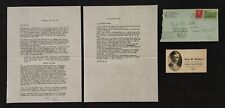 1937 antique LANE OSBORN evansville in LETTER and CAMPAIGN CARD prosec attorney picture
