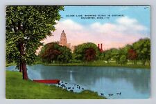 Rochester MN-Minnesota, Silver Lake, Clinic In Distance, Vintage c1944 Postcard picture