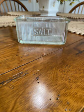 Vintage Ribbed Glass Salt Cellar Container Clear Dish picture