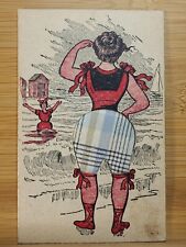 Rare 1908 Pincushion WOMAN AT BEACH Fabric Bathing Suit Sachet RISQUE Posted picture