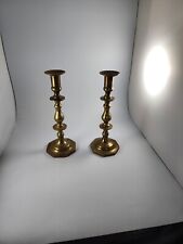 Vintage Pair of Heavy Solid Brass English Traditional Candlesticks 12