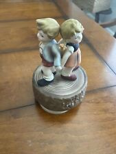 Vintage Collectors Choice Series Flambro Ceramic Girl+Boy Music Box/works picture