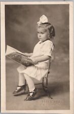 LIBERTYVILLE, Illinois RPPC Photo Postcard Little Girl Reading Book BOYD Studio picture