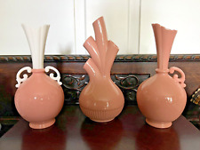 Lenox trio of vintage vases - rare coral color - Bulbous 29 Aorta 86 Flared 1302 picture