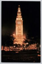 Terminal Tower Cleveland Ohio Night View Chrome Postcard Betti Gannon picture