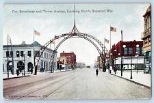 c1910's Corner Broadway & Tower Avenue Looking North Superior Wisconsin Postcard picture