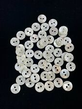 50 Vtg Carved Mother of Pearl Round Buttons Flower Sunburst 2-Hole LOT 50 NEW picture