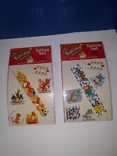 Vintage POKEMON Temporary Tattoos Lot Of 2 sealed Packages 1999 Play by Play picture