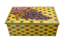 English Biscuit Tin Embossed With Grapes Antique W & R Jacob & Co 1950's-1960's picture
