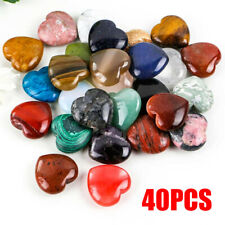 40PC 20mm Mixed Natural Crystal Quartz Carved Heart Shaped Healing Love Gemstone picture