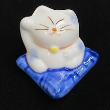 Kotobuki Japan Ceramic Cat on Pillow Adorable Beautiful Small Figure Figurine picture