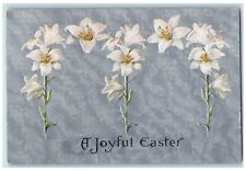 1909 Joyful Easter White Lilies Flowers Embossed Galena IL Antique Postcard picture