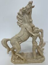Vtg Italian Horse Sculpture Cowgirl Woman Domatrice Alabaster Composite Carving picture
