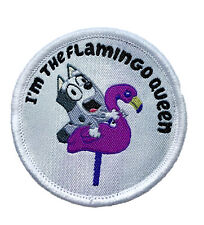 Bluey Muffin “I’m The Flamingo Queen” Iron On Patch, 2” - US SELLER picture