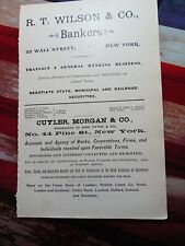 ☆1895 print ads R.T. WILSON & COMPANY Bankers 33 wall st NYC Cuyler, Morgan & co picture