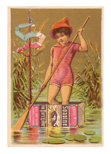 c.1890 Soapine Trade Card Child French Gondolier Product Box Boat Oar Rowing VTG picture