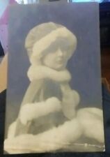 Antique RPPC Pretty Lady Photo In Fluffy Winter Jacket/Hat. Very Unique.  picture
