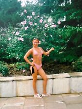 2000s Smiling Lady Woman Pink Swimsuit Bikini Beautiful Figure Vintage Photo picture