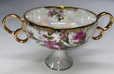 Vintage Royal Sealy China White and Gold and Pink Double Handle Flower Cup picture