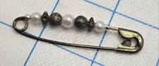 VTG Lapel Pinback Hat Pin Safty Pin With Beads  picture