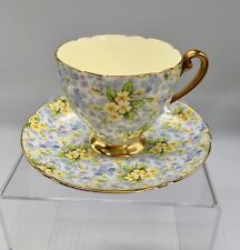 VTG Shelley Floral Chintz “Primrose” 1925-1945 Ripon Shape Teacup & Saucer Set picture