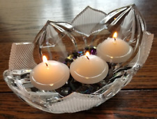 Vintage Cut Crystal lotus bowl floating candle/Gem center piece 8