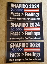 Shapiro 2024 For President Bumper Stickers 3 PACK LOT NEO-CON BEN SHAPIRO HD  picture